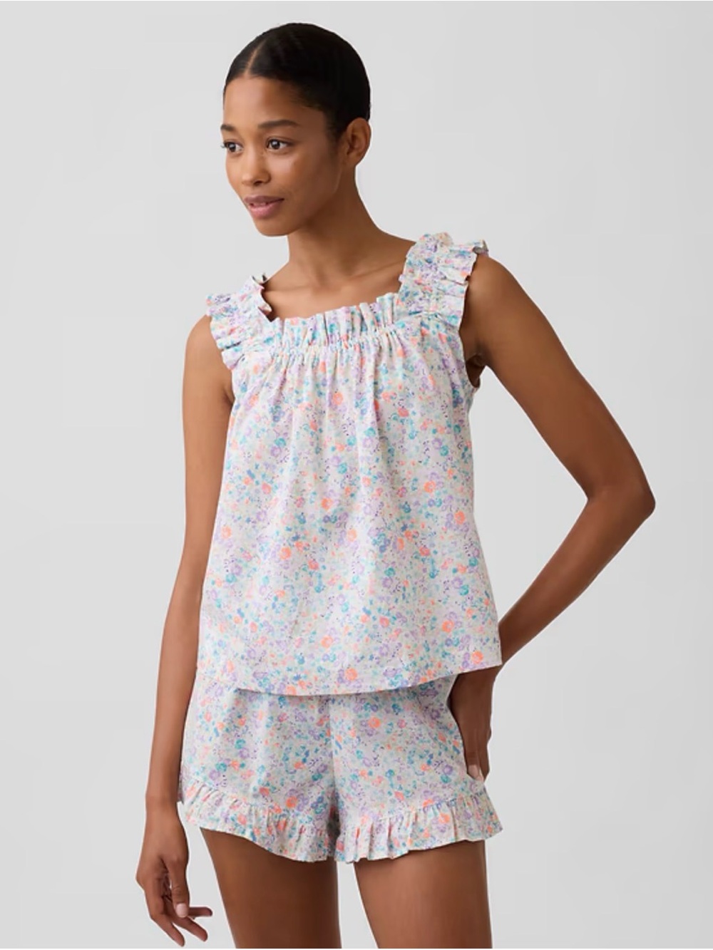 NWT Gap Body Ruffle Poplin PJ Top/Bottom set. Sz S